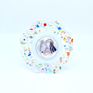 Quadretto in vetro con Santa Rita - fiore